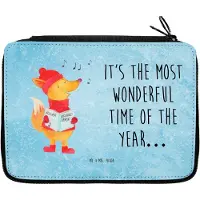 Mr. & Mrs. Panda Mäppchen Fuchs Sänger - Eisblau - Geschenk, Füchse, Winter, Singen, Weihnachten, Bleistiftetui, Schlampermäppchen, Heiligabend, Federmäppchen, Etui