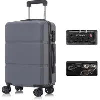 YONSLY Premium Reisekoffer TSA-Schloss,YKK-Reißverschluss Hartschalen-Koffer Trolley Kabinenkoffer Rollkoffer Suitcase Handgepäck (Grau, M)