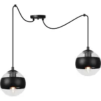 Light11 HOME Toledo Spider Hängelampe Schwarz 2 Flache Schwarze Lampenschirme E14