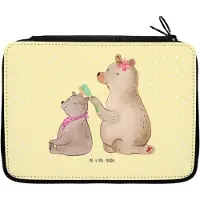 Mr. & Mrs. Panda Federmäppchen Bär Kind - Gelb Pastell - Geschenk, Muttertag, Stiftetasche, Federmappe, Malmappe, Etui für Stifte, Bären, Vorbild, Schlampermäppchen, Mama