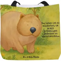 Mr. & Mrs. Panda Tote Bag Wombat Design - Weiß - Geschenk, Reisetasche, Strandtasche, Laptoptasche, Tasche, Australien, Das Leben Ist schön, Gute Laune, Motivation