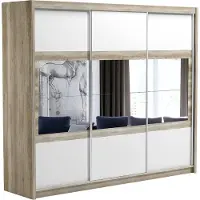 AGMAT-FURNITURE Schwebetürenschrank Salvador 250, 3 Türen Kleiderschrank mit 3 Spiegel, Moderne Garderobe, Schrank in Größe: 250 x 215 x 61 cm