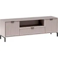 Lomadox TV Lowboard in Beige mit Rillenoptik 165 cm LAURO-161