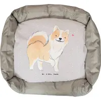 Mr. & Mrs. Panda Hundekissen Islandhund Lebensretter - Grau Pastell - Geschenk, Ostern, Isländischer Schäferhund, Valentinstag, Geburtstag, kuschelig, Muttertag, Hund