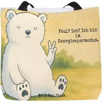 Mr. & Mrs. Panda Strandtasche Eisbär Faul Design - Weiß - Geschenk, Teddybär, Tasche, Schultasche, Homeoffice, Tote Bag, Bär, Nordpol, Arbeit, Einkaufstasche, Stoffbeutel