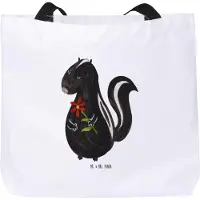 Mr. & Mrs. Panda Reisetasche Stinktier Blume - Weiß - Geschenk, Stinker, Beutel, Träume, Schultasche, Skunk, Einkaufstasche, Wildtier, Strandtasche, Tasche, Dreams