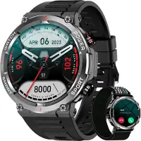Blackview Smartwatch Herren (Anrufe tätigen/empfangen), 1,39'' mit Herzfrequenz SpO2 Schrittzähler Schlafmonitor,100 Sportmodi,Wasserdicht Android IOS