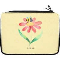 Mr. & Mrs. Panda Mäppchen Hummel Blume - Gelb Pastell - Geschenk, Natur, Etui für Stifte, Federtasche, Feld, Bleistiftetui, Hummeln, Biene, Lustige Sprüche, Schulmäppchen