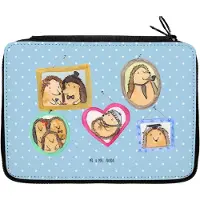 Mr. & Mrs. Panda Bleistiftetui Igel Familie - Blau Pastell - Geschenk, Federmäppchen, Bilder, Federmappe, Muttertag, Schlampermäppchen, Mama, Schulmäppchen, Etui