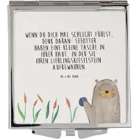 Mr. & Mrs. Panda Schminkspiegel Otter Stein - Weiß - Geschenk, Seeotter, Mini Spiegel, Kleiner, Pflanzen, Witzige Fakten, Taschenspiegel, Kosmetikspiegel, Fun Facts