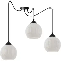 Light11 HOME Hängelampe Spider Riffle Schwarz 3-Platten Weiß Lampenschirm Kugel E27