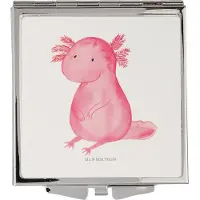 Mr. & Mrs. Panda Schminkspiegel Axolotl Niedlich - Weiß - Geschenk, Klappbarer Spiegel, Lebensweisheit, Liebe, Handspiegel, Taschenspiegel, Freundin, Weisheit, Fröhlich