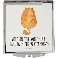 Mr. & Mrs. Panda Taschenspiegel Katze Mittelfinger - Weiß - Geschenk, Mietze, Reisespiegel, Katzen, Kater, Schminkspiegel klein, Cats, Cat, Kleiner Spiegel, Mini