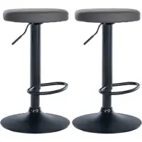 BellaFurn 2-teiliges Set Barhocker - Esszimmerstühle - 360°-Drehsystem | Farbe: Grau | Material Chassis: Metall mattschwarz