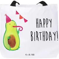 Mr. & Mrs. Panda Strandtasche Avocado Geburtstag - Weiß - Geschenk, Party, Alles Gute, Tasche, Laptoptasche, Tote Bag, Happy Birthday, Unitasche, Feier, Reisetasche