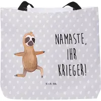 Mr. & Mrs. Panda Tote Bag Faultier Yoga - Grau Pastell - Geschenk, Beutel, Yogaübungen, Reisetasche, Namaste, Büchertasche, Meditation, Schultasche, Stoffbeutel