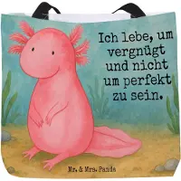 Mr. & Mrs. Panda Einkaufstasche Axolotl Niedlich Design - Weiß - Geschenk, Schultasche, Freundin, Reisetasche, Lebensweisheit, Tote Bag, Zufrieden, Weisheit, Tasche