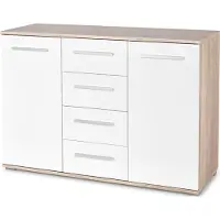 Halmar Kommode Lima KM4 - Dub-Sonoma / weißer Glanz