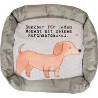 Mr. & Mrs. Panda Hundematte Dackel Kurzhaardackel Moment - Grau Pastell - Geschenk, Vatertag, Dachshund, Valentinstag, Hundebett, Ostern, Weihnachten, Muttertag, Teckel
