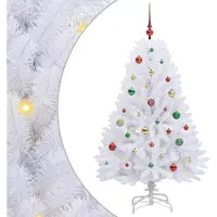 Syfax Künstlicher klappbarer Weihnachtsbaum Weiß 150 cm PVC und Stahl