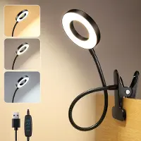 Zelurxx LED-Nachtlicht mit Clip, Tischlampe zum Lesen, 3 Modi & 10 Dimmstufen, Wiederaufladbar, 50 cm, 360° Flexibel, für Kinder, Jugendliche, Schwarz