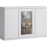 Lomadox Sideboard mit Vitrinenfach und LED Beleuchtung in weiß FORTALEZA-129, B/H/T ca. 135,4/92,9/40 cm