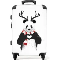 NoBoringSuitcases.com Großer Koffer - Panda - Herz - Tiere - Liebe - Kombinationsschloss TSA - Hartschalen Trolley 4 Rollen - 72 liter - Reisekoffer - 66 cmKoffer Mittelgroß 67x43x25 cm, 72L,