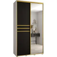 MEBLE KRYSPOL Cannes 11 Schrank mit 2 Schiebetüren - 205,2x130x60 cm - Weiß Schwarz Gold