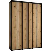 MEBLE KRYSPOL Davos 6 Schrank, drei Türen - 235,2x180x45 cm - Schwarz Artisan Schwarz