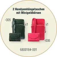 Akzent 2 Stück Handyumhängetasche mit Minigeldbörse, Echtleder