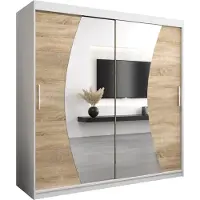 MEBLE KRYSPOL Kleiderschrank, Schiebetürenschrank Schlafzimmer, Schrank mit Spiegel WAVE 200 cm