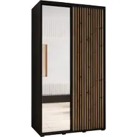 MEBLE KRYSPOL Sapporo 2 Schrank mit 2 Schiebetüren - 205,2x140x60 cm - Schwarz Artisan Schwarz