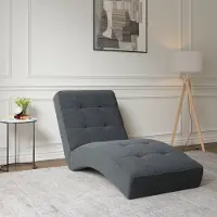 MOEBLO Elegante Relaxliege Livano – Bequeme Chaiselongue mit Polsterung, modernem Design und ergonomischer Form für Wohnzimmer & Lounge - Chaiselongue Livano - Dunkelgrau (Twist 20)