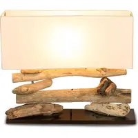 Levandeo Holzlampe Tischlampe aus Treibholz 50x17x43cm Unikat Hochwertig Lampe