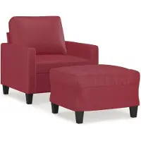 Syfax Sessel mit Hocker Weinrot 60 cm Kunstleder