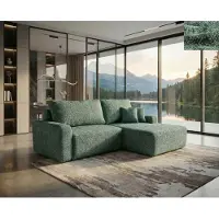 Nordelo Ecksofa SAVONA mit DL-Schlaffunktion, Bettkasten und HAGA 74 Stoff, komfortable Wohnlandschaft 260 x 170 cm