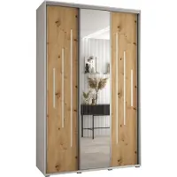 MEBLE KRYSPOL Davos 13 Schrank, drei Türen - 235,2x150x45 cm - Weiß Artisan Silber