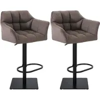 BellaFurn Set aus 2 verstellbaren Barhockern – Hochhocker – Extra Sitzkomfort | Grundfarbe: Schwarz | Farbe: Grau