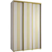 MEBLE KRYSPOL Davos 6 Schrank, drei Türen - 235,2x150x45 cm - Weiß Weiß Gold
