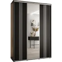 MEBLE KRYSPOL Davos 7 Schrank, drei Türen - 235,2x190x45 cm - Schwarz Schwarz Silber
