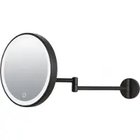 DEUSENFELD WL70BA - Akku Batterie LED Wand Kosmetikspiegel, 7x Vergrößerung, Ø20cm, 3 einstellbare Lichtfarben, 10 Min. Timer, Dimmer, 3000mAh Lithium Akku, USB-C, matt schwarz