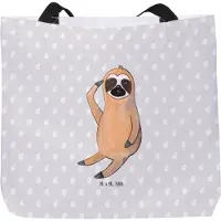 Mr. & Mrs. Panda Strandtasche Faultier Vogel - Grau Pastell - Geschenk, Morgenmuffel, Reisetasche, Deko, Tote Bag, Spinner, Nachdenklich, Der Frühe, Genervt, Tasche