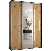 MEBLE KRYSPOL Cannes 13 Schrank mit 3 Schiebetüren - 205,2x180x60 cm - Schwarz Artisan Silber