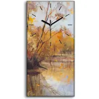 Coloray Dekor Leinwand Uhr Wandbilder 30x60 Malerei Wald Bäume Fluss Natur Herbst Kunst - schwarze Hände