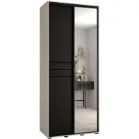 MEBLE KRYSPOL Cannes 11 Schrank mit 2 Schiebetüren - 205,2x100x45 cm - Weiß Schwarz Schwarz