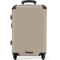 NoBoringSuitcases.com Hartschalen Koffer Mittelgroß 67x43x25 cm, 72L, Abstrakte Drucke für Männer: Beige mit weißen abstrakten Linien, Reisekoffer mit 4 Rollen