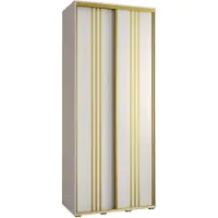 MEBLE KRYSPOL Cannes 6 Schrank mit 2 Schiebetüren - 205,2x120x45 cm - Weiß Weiß Gold