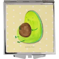 Mr. & Mrs. Panda Schminkspiegel Avocado Pfeifen - Gelb Pastell - Geschenk, Abnehmen, Diät, Schwanger, Reise Spiegel, Handspiegel, Taschenspiegel, Kosmetikspiegel