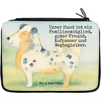 Mr. & Mrs. Panda Bleistiftetui Hund Australien Shepherd Design - Weiß - Geschenk, Federmappe, Federtasche, Spruch, Sprüche, Familie, Etui für Stifte, Mäppchen