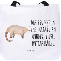 Mr. & Mrs. Panda Reisetasche Nasenbär - Weiß - Geschenk, Rüsselbär, Tasche, Tote Bag, Strandtasche, Lustige Sprüche, Laptoptasche, Bär, Tragetasche, Nasenbären